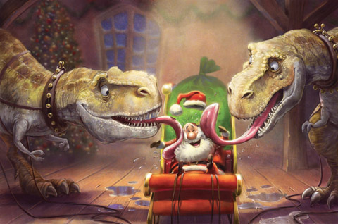 Illustration from 'Dinosaur Christmas' (Scholastic, 2011)